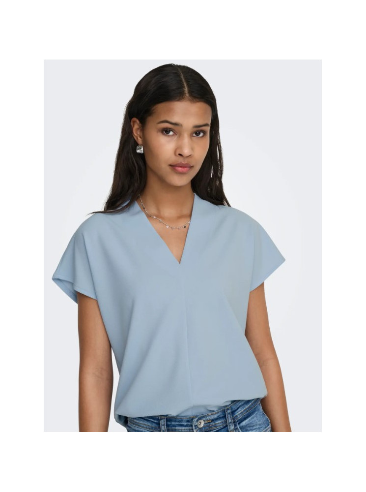 Top Col V à Manches Courtes