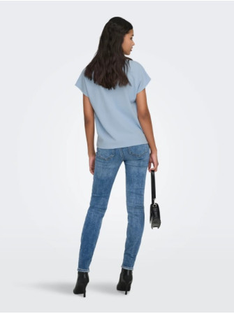 Top Col V à Manches Courtes