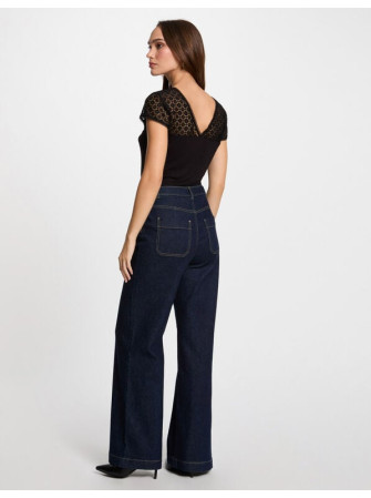 Top Col V Manches en Dentelle