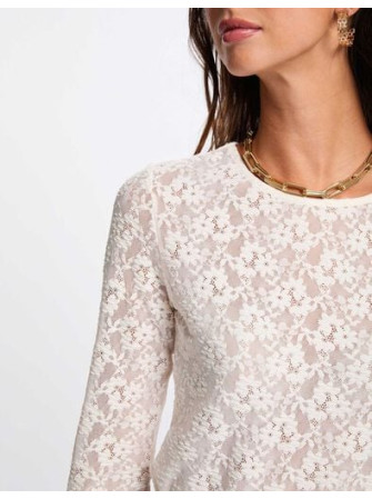 Top en Dentelle à Manches Longues