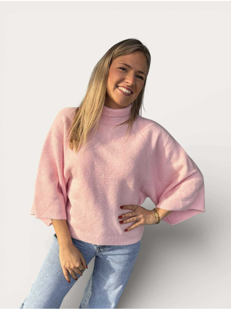 Pull col montant manches 3/4