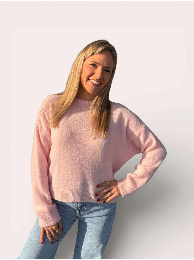 Pull col rond à manches longues