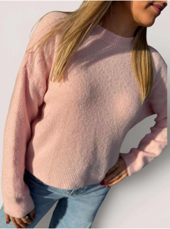 Pull col rond à manches longues