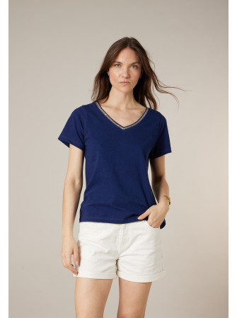 T-shirt col V à manches...