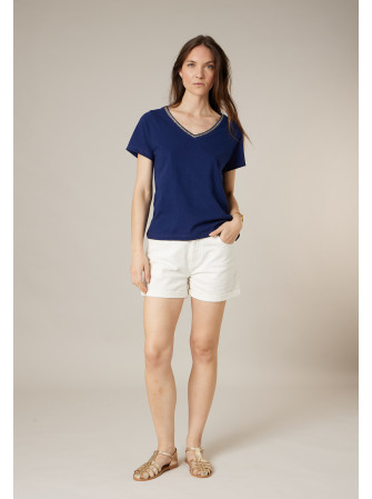 T-shirt col V à manches courtes