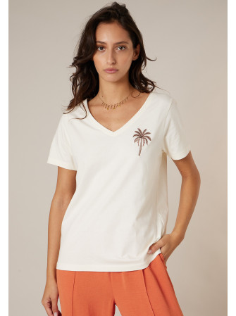 T-Shirt col V à manches...