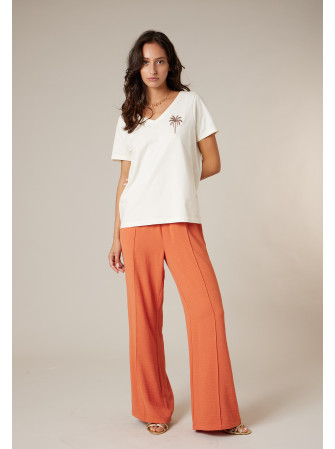 T-Shirt col V à manches courtes