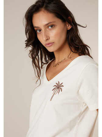 T-Shirt col V à manches courtes