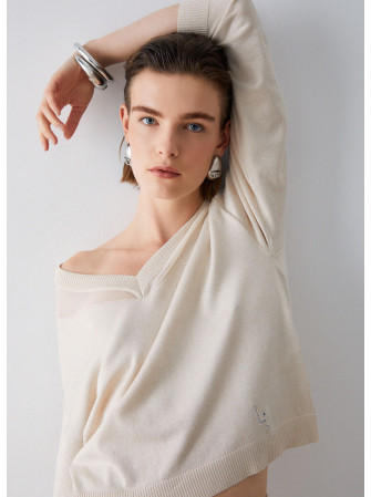 Pull col V à manches longues