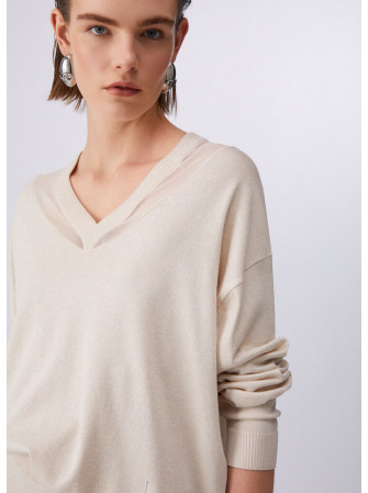 Pull col V à manches longues