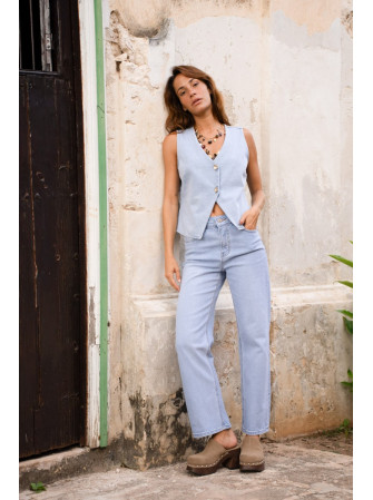 Jean large taille haute