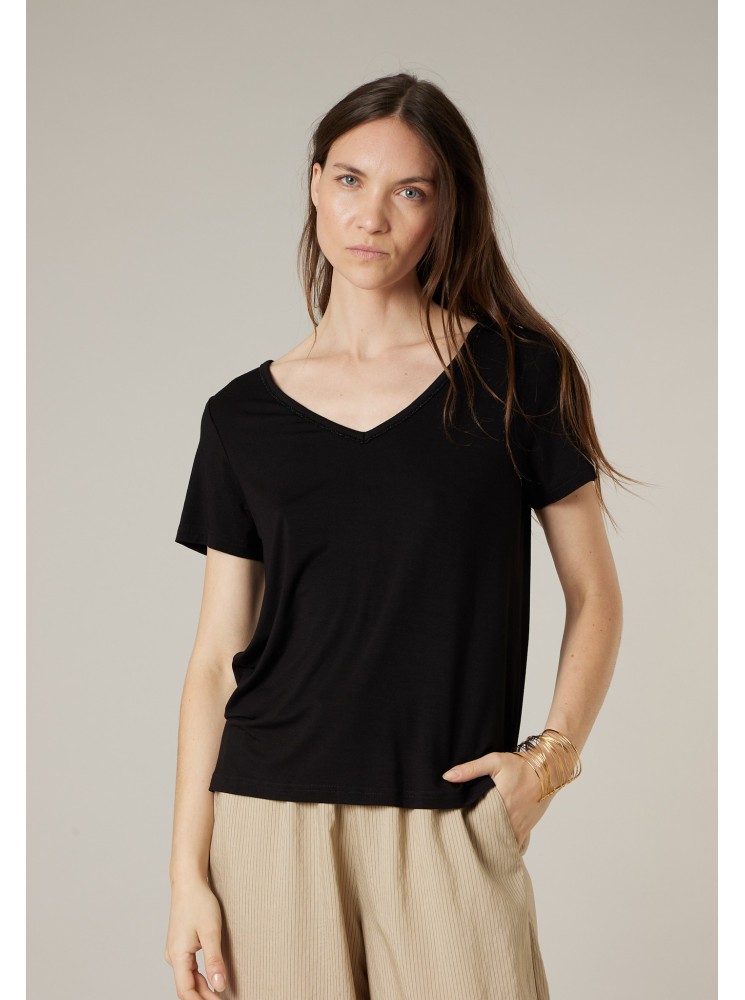 T-shirt col V à manches courtes