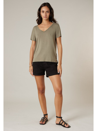 T-shirt col V à manches courtes