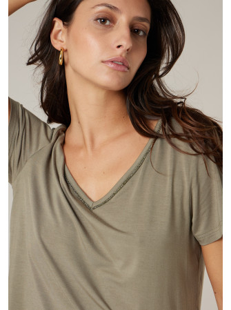 T-shirt col V à manches courtes