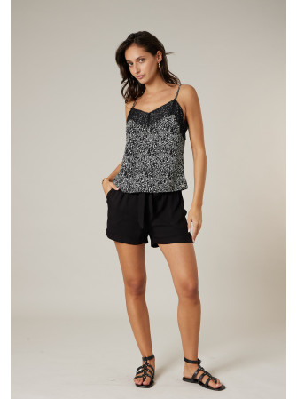 Top imprimé à fines bretelles