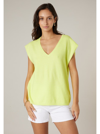 Pull col V sans manches