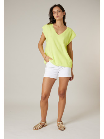 Pull col V sans manches