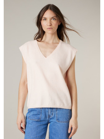 Pull col V sans manches