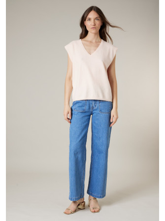 Pull col V sans manches