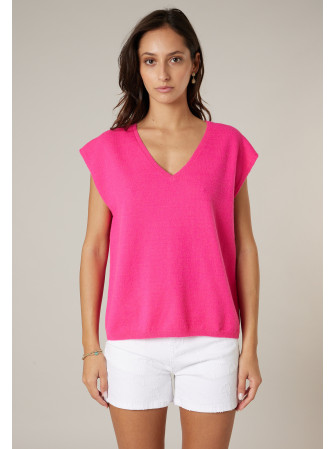 Pull col V sans manches