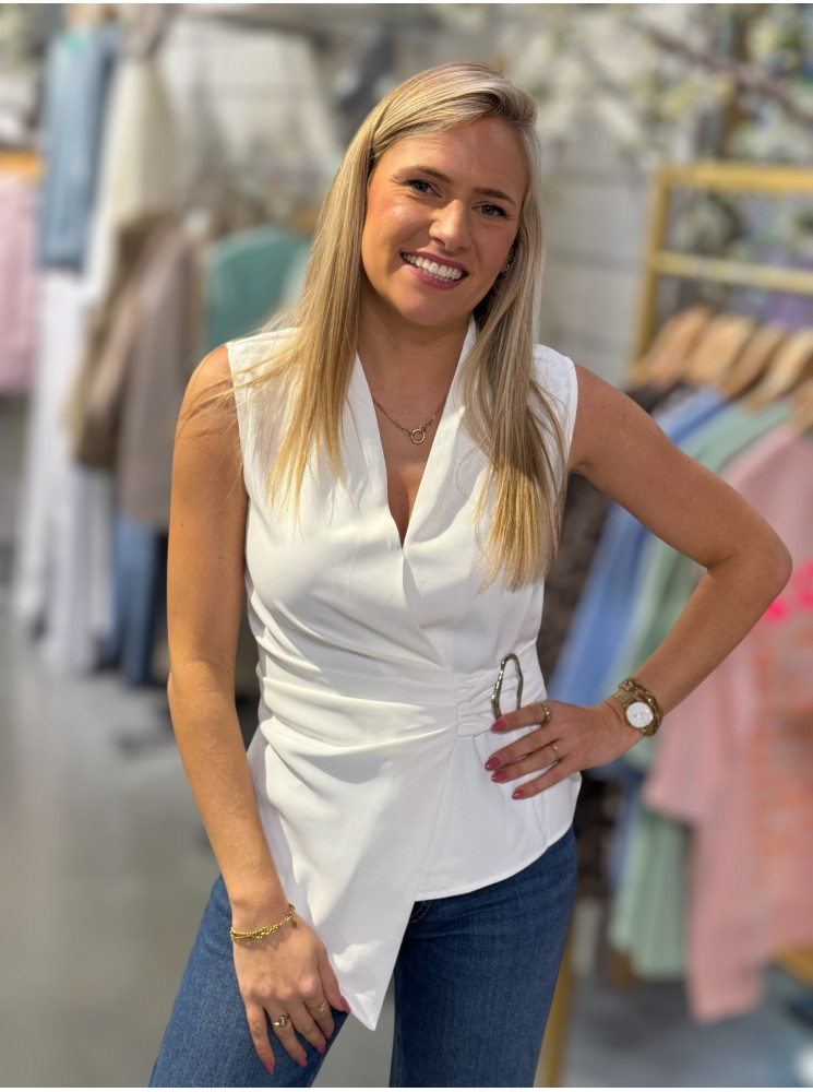 Blouse col V sans manches