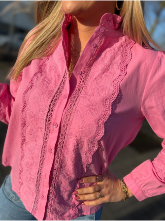 Chemise avec dentelle col mao