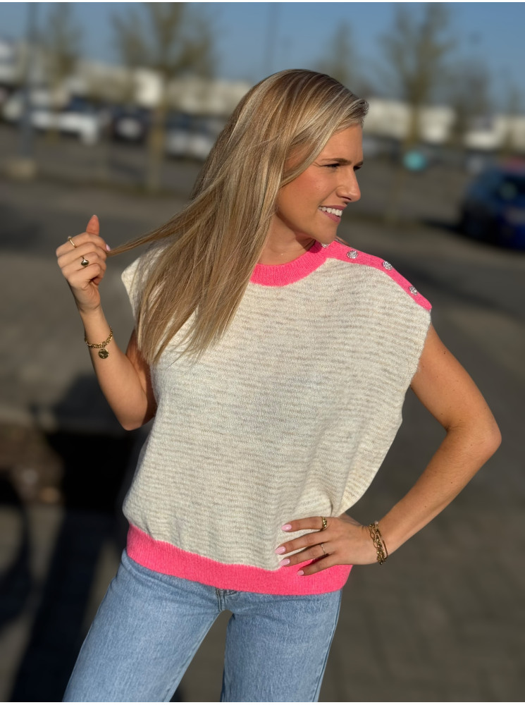 Pull rayé sans manches