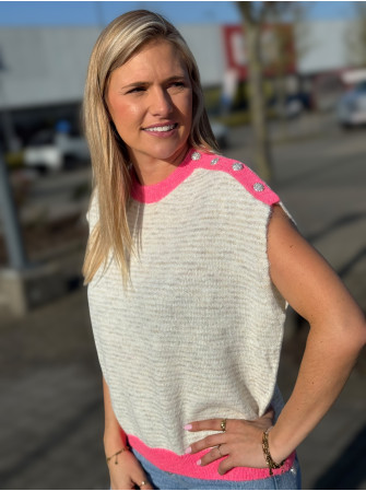 Pull rayé sans manches