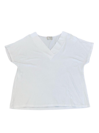 Top col V à manches courtes