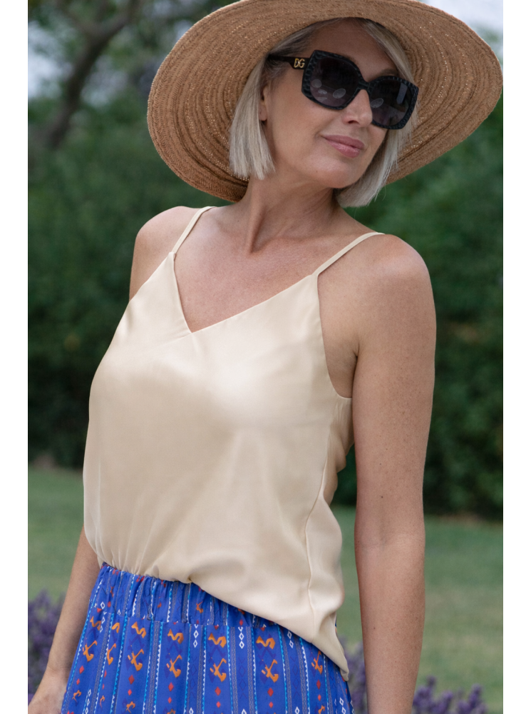 Top satiné fines bretelles