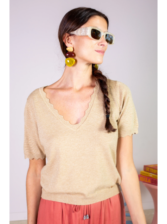 Pull col V à manches courtes