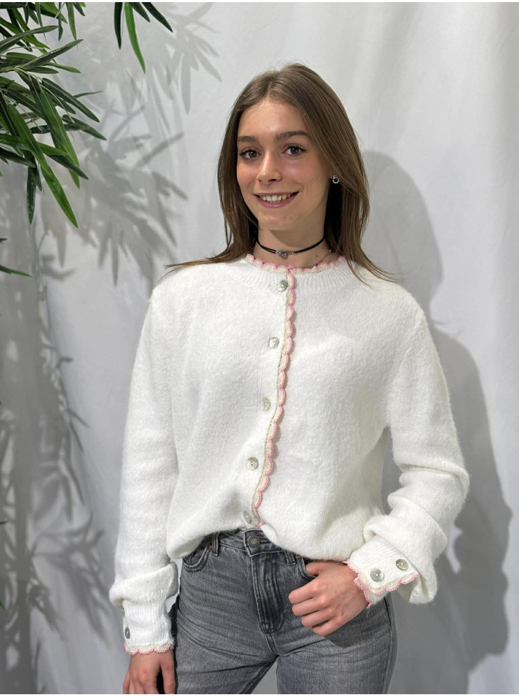 Gilet col et patte brodés