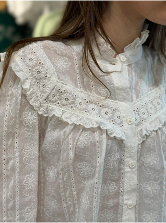 Chemise brodée manches longues