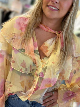 Chemise fleurie à volants