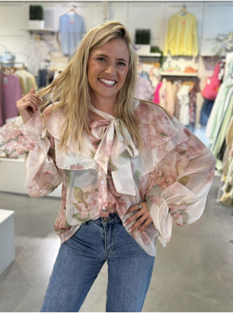 Chemise fleurie à volants