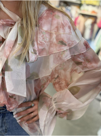 Chemise fleurie à volants