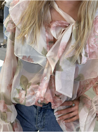 Chemise fleurie à volants