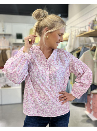 Blouse fleurie à manches...