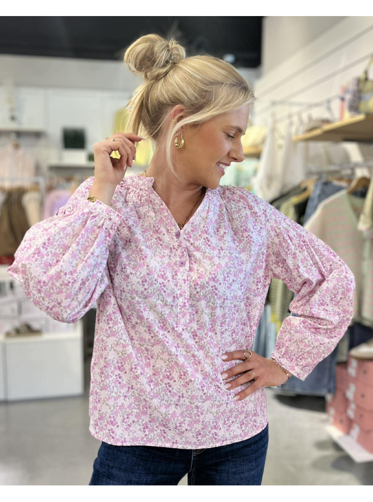 Blouse fleurie à manches longues
