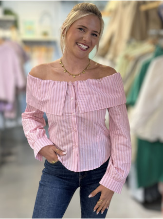 Chemise col Bardot + cravate