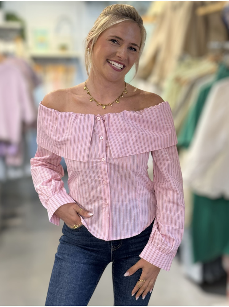 Chemise col Bardot + cravate