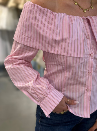 Chemise col Bardot + cravate