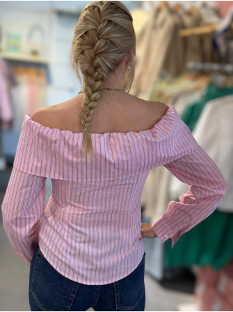 Chemise col Bardot + cravate