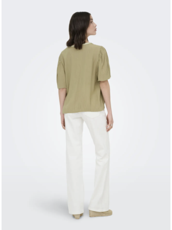 Blouse col brodé à manches courtes