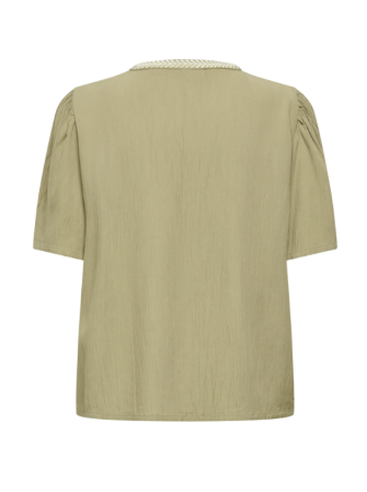 Blouse col brodé à manches courtes