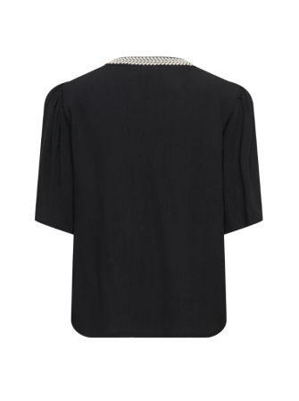 Blouse col brodé à manches courtes