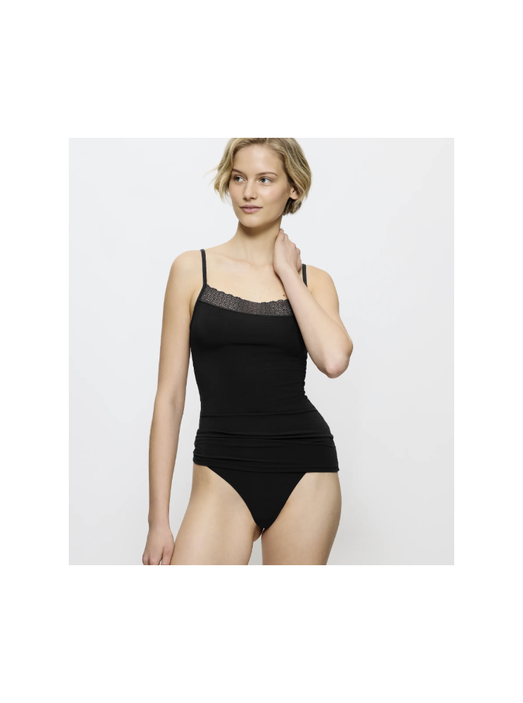 Top fines bretelles col dentelle