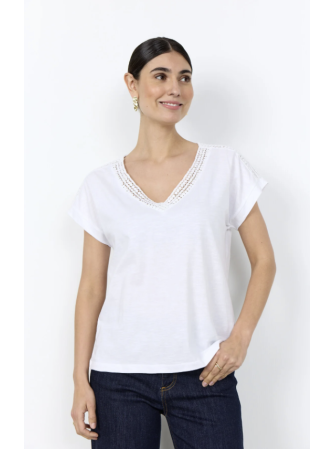 T-shirt col V en dentelle