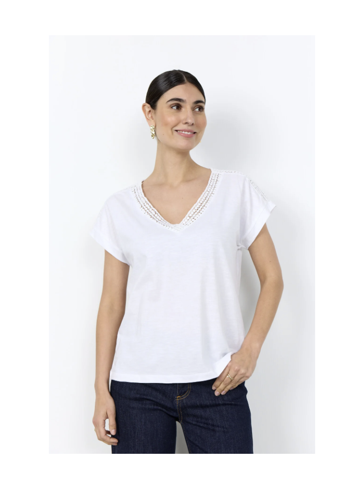 T-shirt col V en dentelle