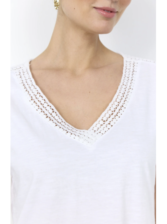 T-shirt col V en dentelle